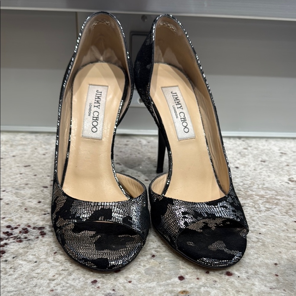 Jimmy Choo Black and Silver Women's Heels